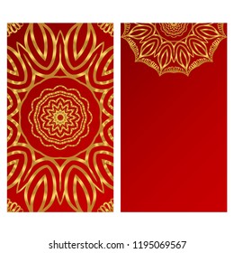 Yoga card template with mandala pattern. For business card, fitness center, meditation class. Vector illustration