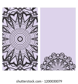 Yoga card template with mandala pattern. For business card, fitness center, meditation class. Vector illustration