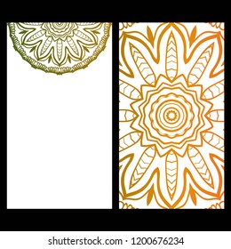 Yoga card template with mandala pattern. For business card, fitness center, meditation class. Vector illustration