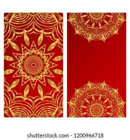 Yoga card template with mandala pattern. For business card, fitness center, meditation class. Vector illustration
