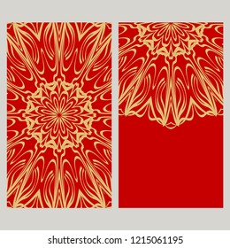 Yoga card template with mandala pattern. For business card, fitness center, meditation class. Vector illustration