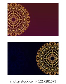 Yoga card template with mandala pattern. For business card, fitness center, meditation class. Vector illustration