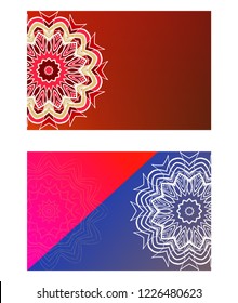Yoga card template with mandala pattern. For business card, fitness center, meditation class. Vector illustration