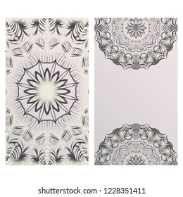 Yoga card template with mandala pattern. For business card, fitness center, meditation class. Vector illustration