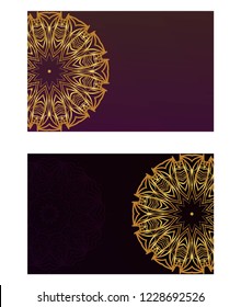 Yoga card template with mandala pattern. For business card, fitness center, meditation class. Vector illustration