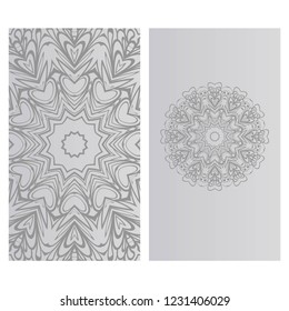 Yoga card template with mandala pattern. For business card, fitness center, meditation class. Vector illustration
