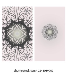 Yoga card template with mandala pattern. For business card, fitness center, meditation class. Vector illustration