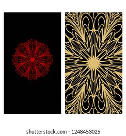 Yoga card template with mandala pattern. For business card, fitness center, meditation class. Vector illustration