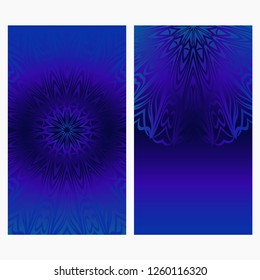 Yoga card template with mandala pattern. For business card, fitness center, meditation class. Vector illustration