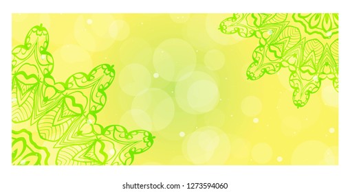 Yoga card template with mandala pattern. For business card, fitness center, meditation class. Vector illustration