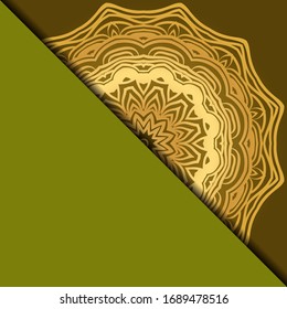 Plantilla De Tarjeta De Yoga Con Patrón Mandala. Para Tarjeta De Negocios, Gimnasio, Clase Meditación. Ilustración vectorial.