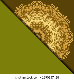 Plantilla De Tarjeta De Yoga Con Patrón Mandala. Para Tarjeta De Negocios, Gimnasio, Clase Meditación. Ilustración vectorial.