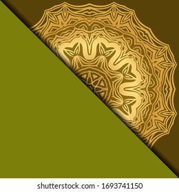 Plantilla De Tarjeta De Yoga Con Patrón Mandala. Para Tarjeta De Negocios, Gimnasio, Clase Meditación. Ilustración vectorial.