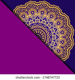 Plantilla De Tarjeta De Yoga Con Patrón Mandala. Para Tarjeta De Negocios, Gimnasio, Clase De Meditación. Ilustración vectorial.
