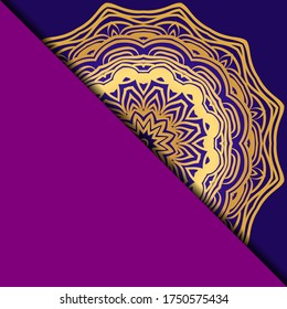 Plantilla De Tarjeta De Yoga Con Patrón Mandala. Para Tarjeta De Negocios, Gimnasio, Clase De Meditación. Ilustración vectorial.