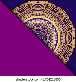 Plantilla De Tarjeta De Yoga Con Patrón Mandala. Para Tarjeta De Negocios, Gimnasio, Clase De Meditación. Ilustración vectorial.