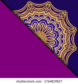 Plantilla De Tarjeta De Yoga Con Patrón Mandala. Para Tarjeta De Negocios, Gimnasio, Clase De Meditación. Ilustración vectorial.