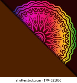 Plantilla De Tarjeta De Yoga Con Patrón Mandala. Para Tarjeta De Negocios, Gimnasio, Clase De Meditación. Ilustración vectorial.