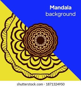 Plantilla De Tarjeta De Yoga Con Patrón Mandala. Para Tarjeta De Negocios, Gimnasio, Clase De Meditación. Ilustración vectorial.