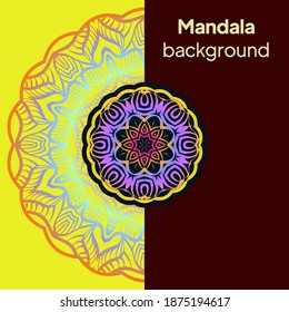 Yoga Card Template With Mandala Pattern. For Business Card, Fitness Center, Meditation Class. Vector Illustration.