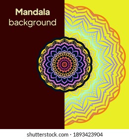 Yoga Card Template With Mandala Pattern. For Business Card, Fitness Center, Meditation Class. Vector Illustration.