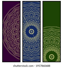 Yoga card template with mandala pattern. For business card, fitness center, meditation class. Vector illustration