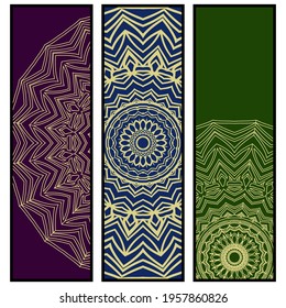Yoga card template with mandala pattern. For business card, fitness center, meditation class. Vector illustration