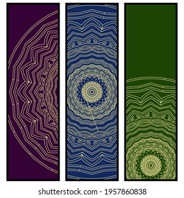 Yoga card template with mandala pattern. For business card, fitness center, meditation class. Vector illustration