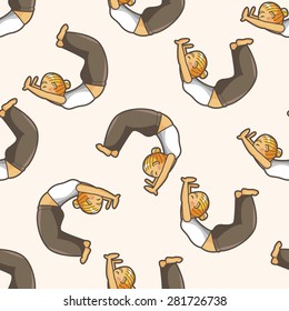 yoga , cartoon seamless pattern background