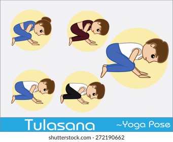 Yoga Cartoon Vector Poses - Tulasana