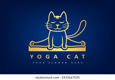 Yoga cat logo. Kids yoga studio logo. Cat in samakonasana pose. Zen cat. Children's yoga studio.