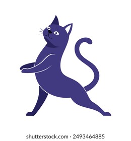 Yoga Cat silhouette vector logo image art illustration.