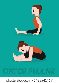 Yoga Caterpillar Forward Bend Cartoon Vector Illustration