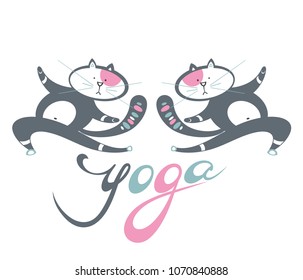 Yoga .Cats icons doing yoga position