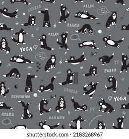 Yoga Cats Vector Seamless Pattern