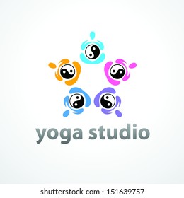 yoga center - vector symbol for design