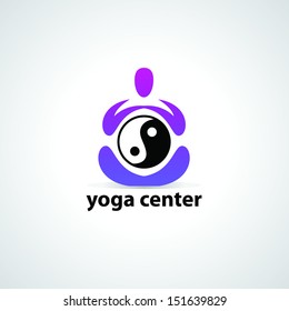 yoga center - vector symbol for design