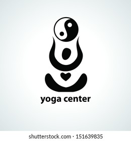 yoga center - vector symbol for design