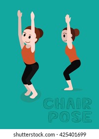 Yoga Chair Pose Cartoon Vector Illustration