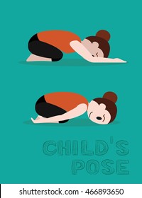 Yoga Child's Pose Cartoon Vector Illustration