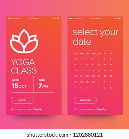 Yoga Class App UX UI Design for smart phones