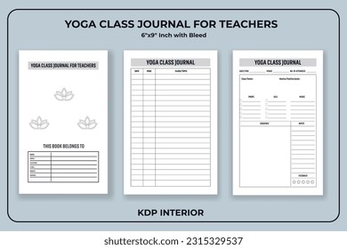 Yoga Class Journal for Teachers KDP Interior