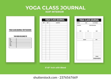 Yoga Class Journal for Teachers KDP Interior