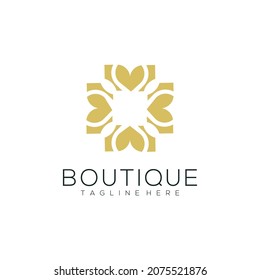 Yoga class logo design made with leaves and flowers with simple line boutique