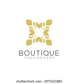 Yoga class logo design made with leaves and flowers with simple line boutique