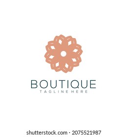 Yoga class logo design made with leaves and flowers with simple line boutique