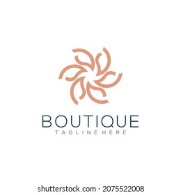 Yoga-Logo-Design aus Blättern und Blumen mit einfacher Boutique