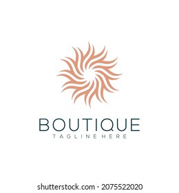 Yoga class logo design made with leaves and flowers with simple line boutique