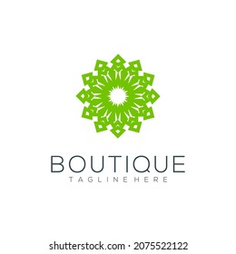 Diseño de logotipo de clase Yoga con hojas y flores con una línea simple