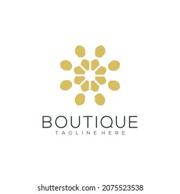 Yoga class logo design made with leaves and flowers with simple line boutique